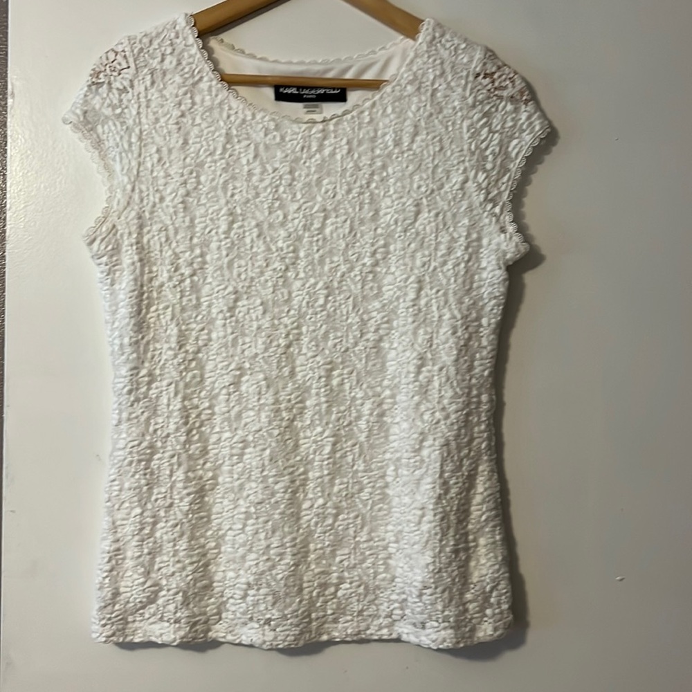 NWOT Karl Lagerfeld white lace top